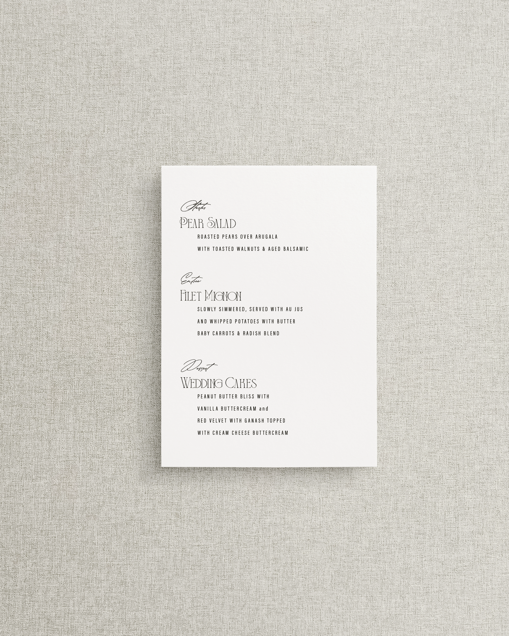 The Emily Simple Menu