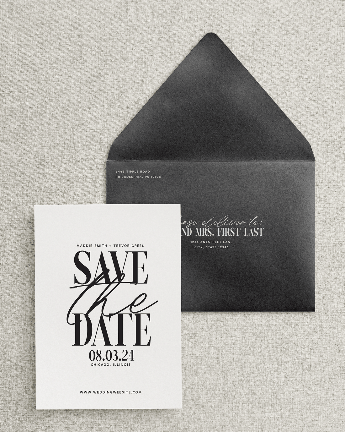 The Maddie Save the Date Card & Envelope