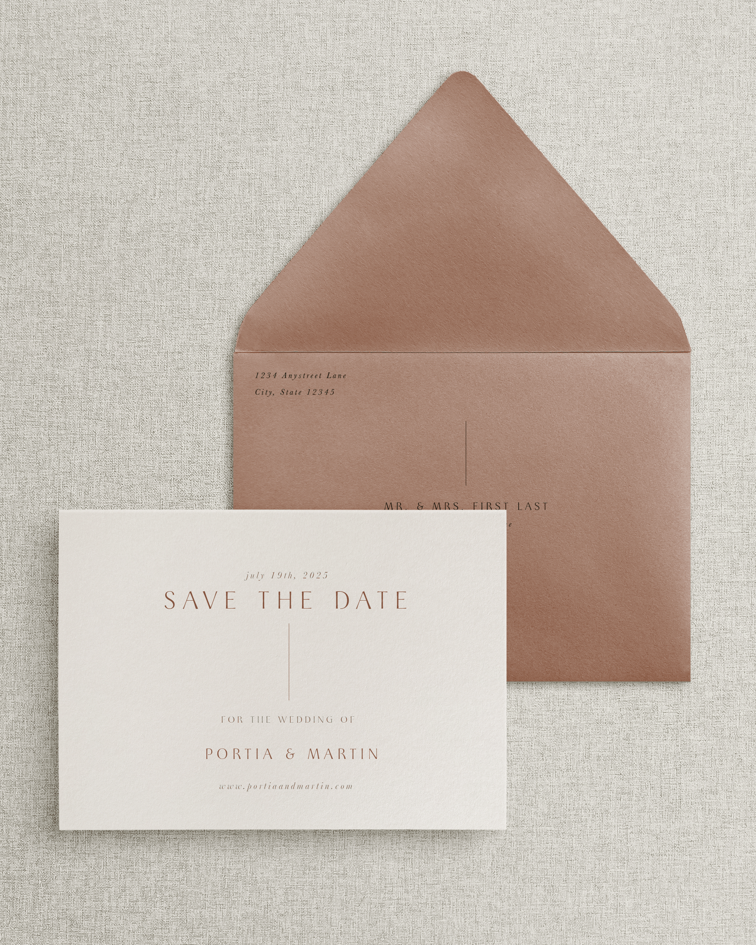 The Portia Save the Date Card & Envelope