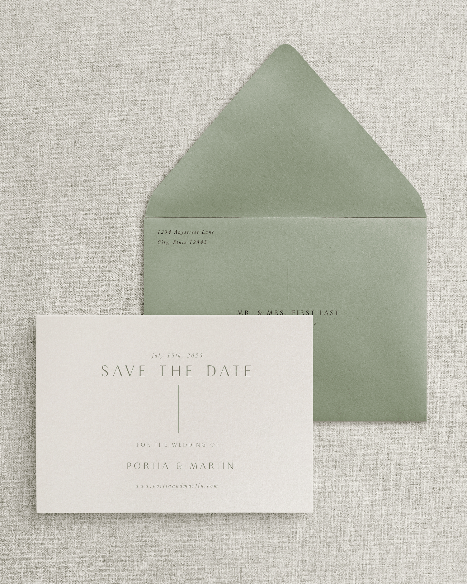 The Portia Save the Date Card & Envelope