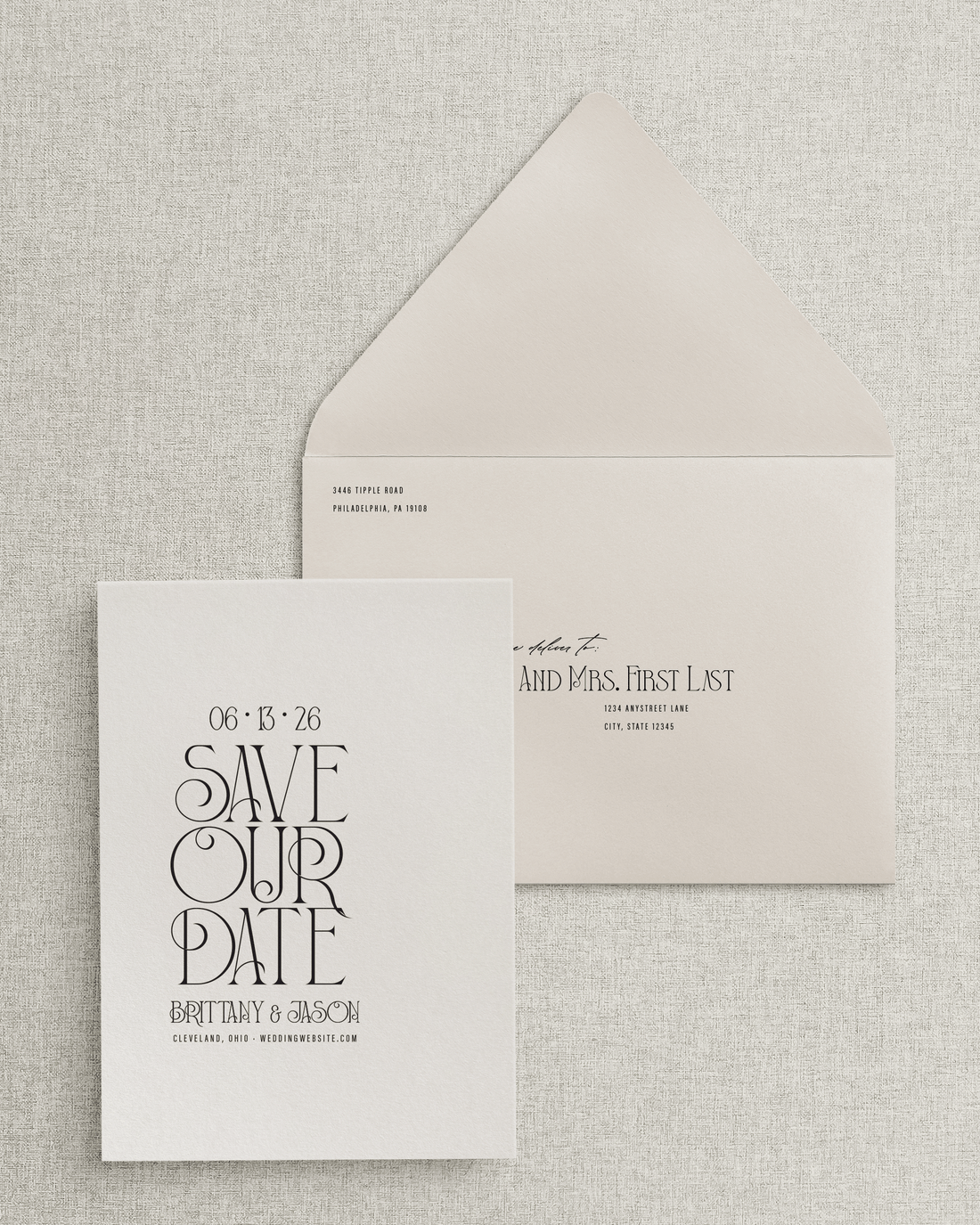 The Brittany Save the Date Card & Envelope