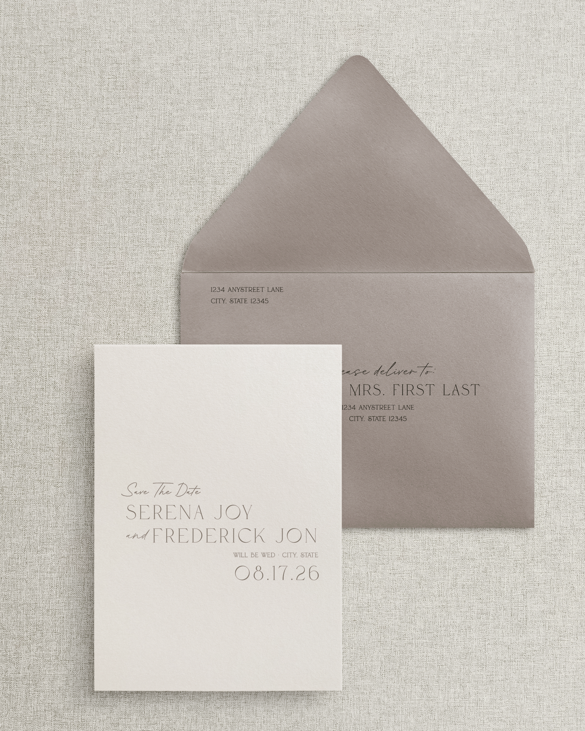The Serena Save the Date Card & Envelope