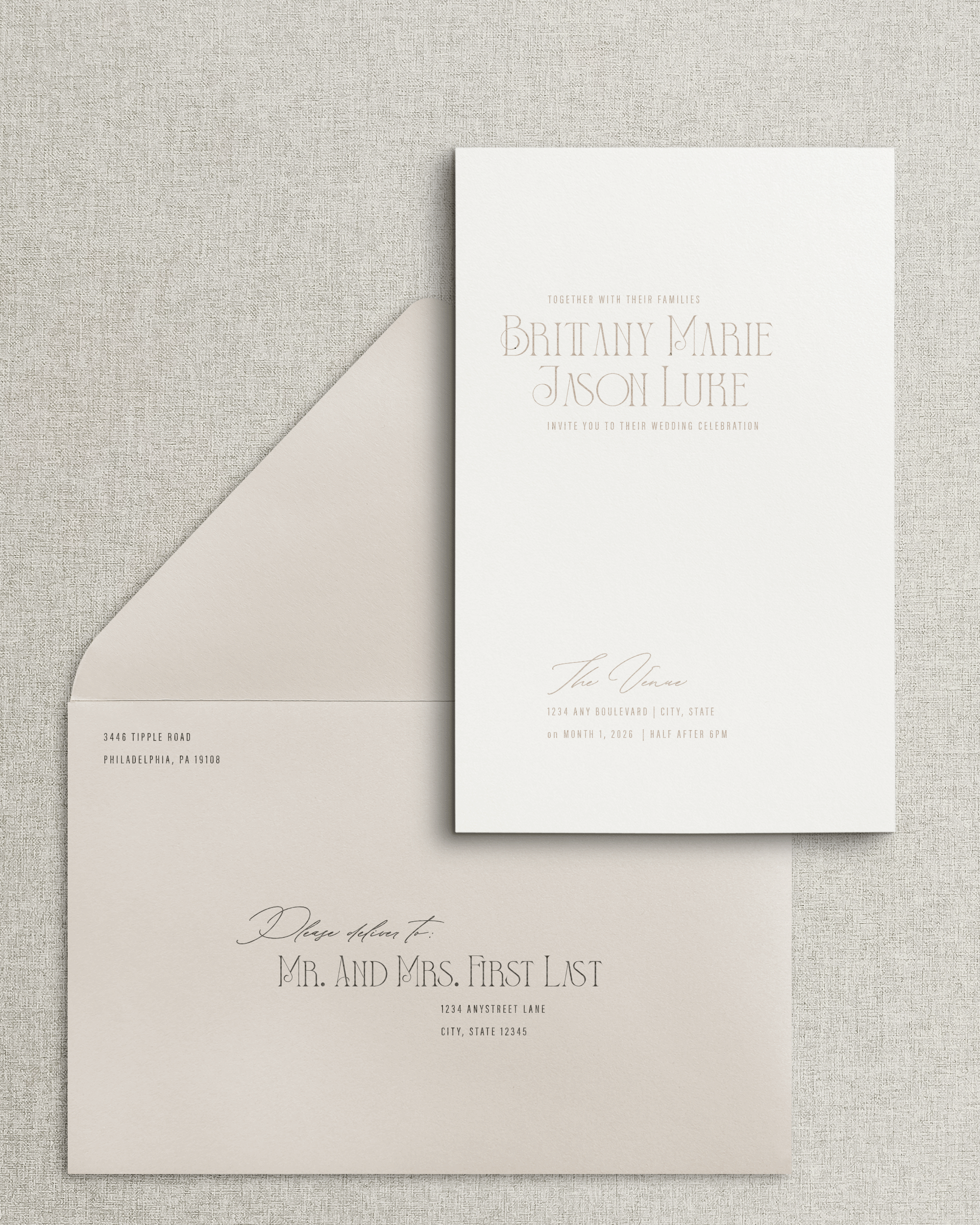 The Brittany Invitation & Envelope