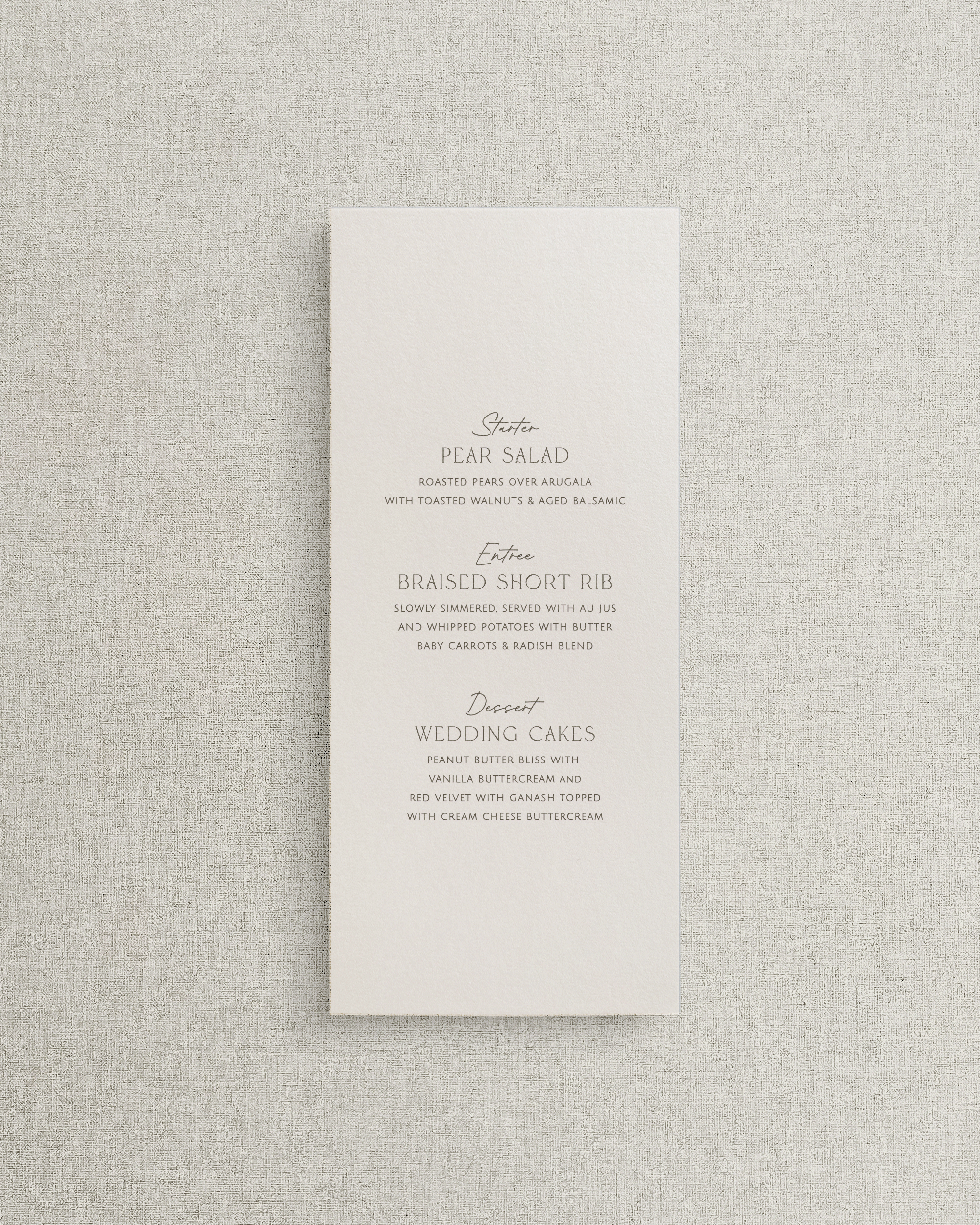 The Serena Simple Menu