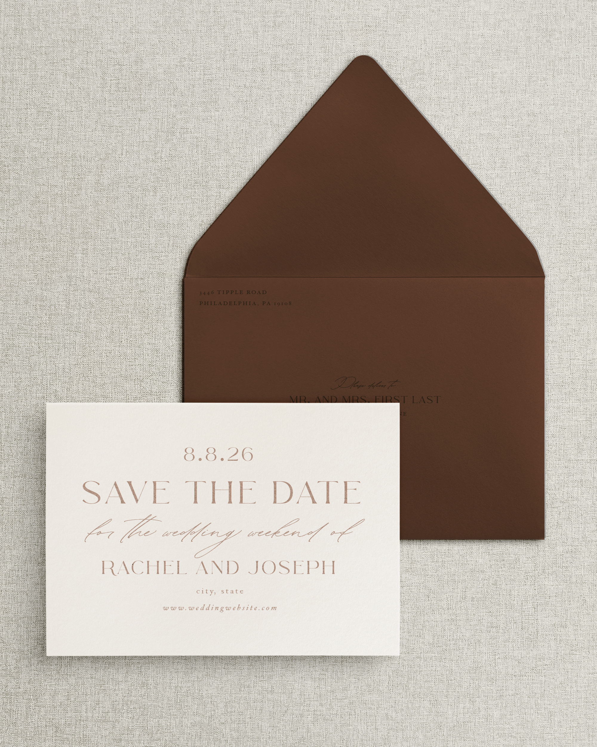 The Rachel Save the Date Card & Envelope