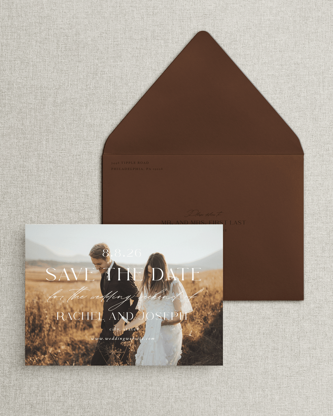The Rachel Save the Date Card & Envelope