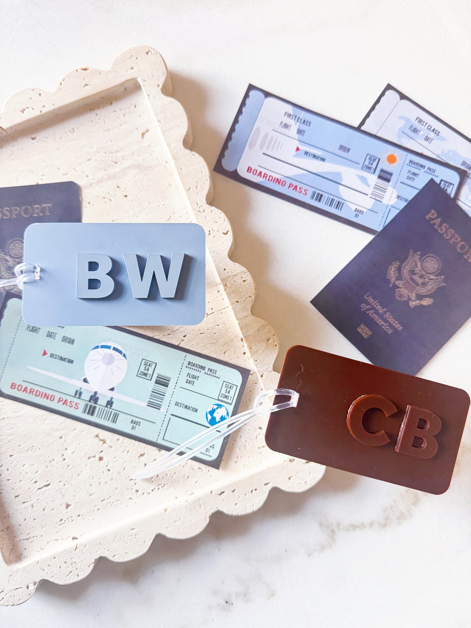 Acrylic Initial Monochrome Bag or Luggage Tag