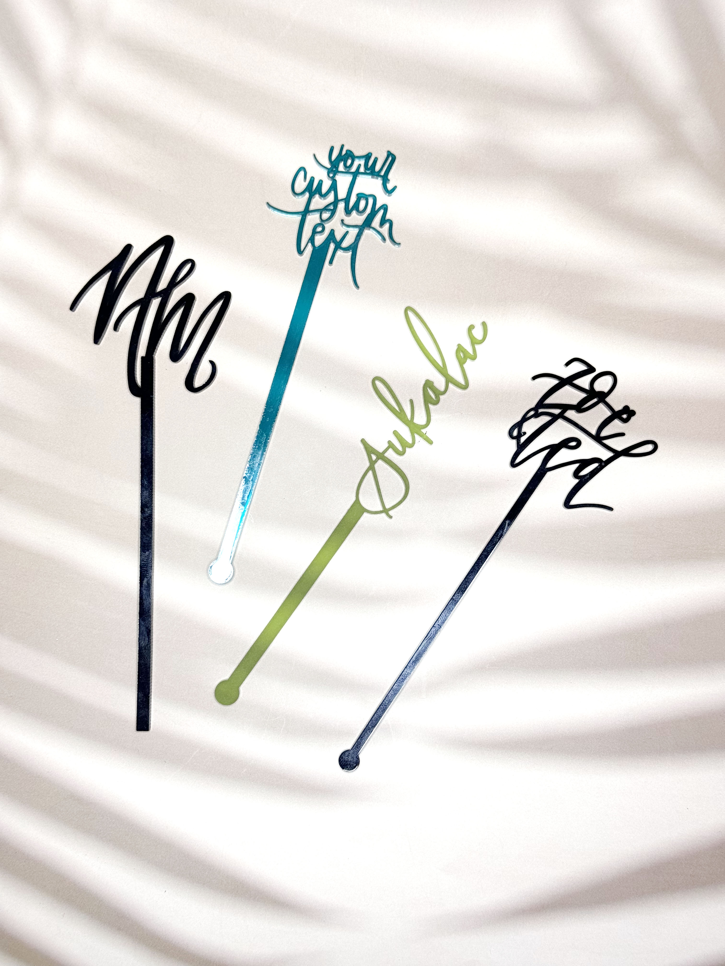 Personalized Hand-lettered Drink Swizzles