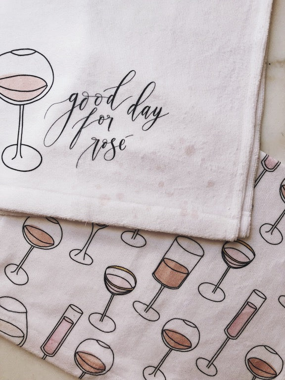 Rosé Print Tea Towels, set of 2