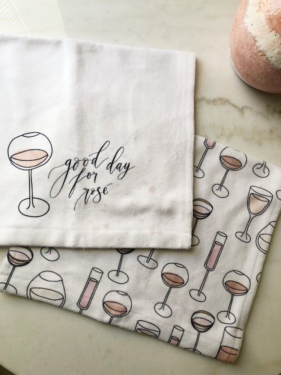 Rosé Print Tea Towels, set of 2