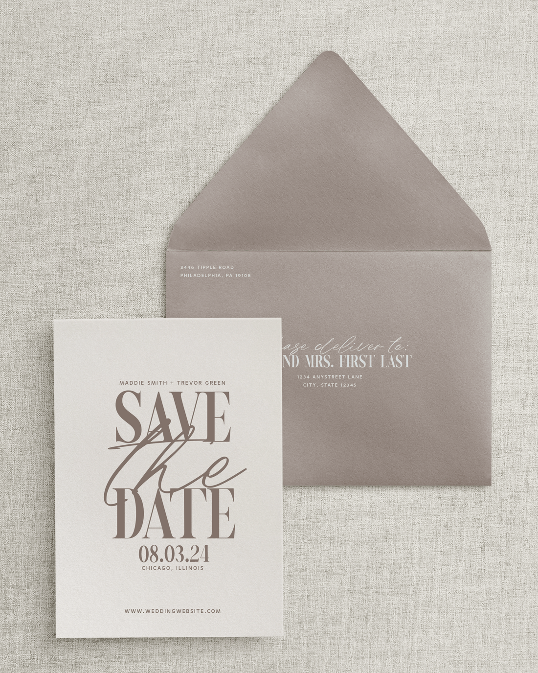 The Maddie Save the Date Card & Envelope