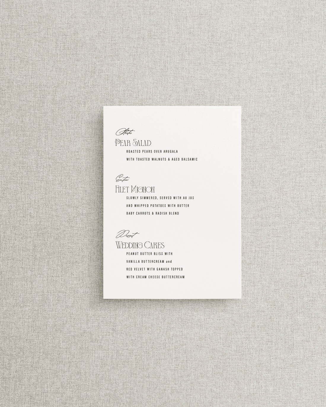 The Emily Simple Menu