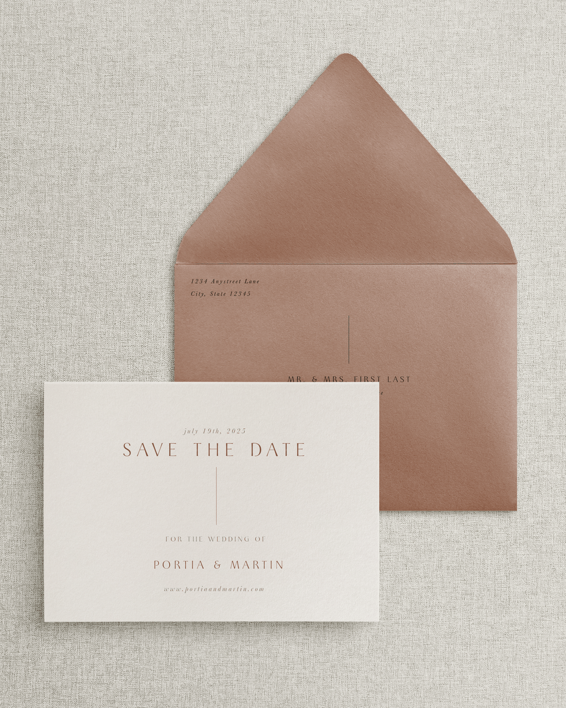The Portia Save the Date Card & Envelope