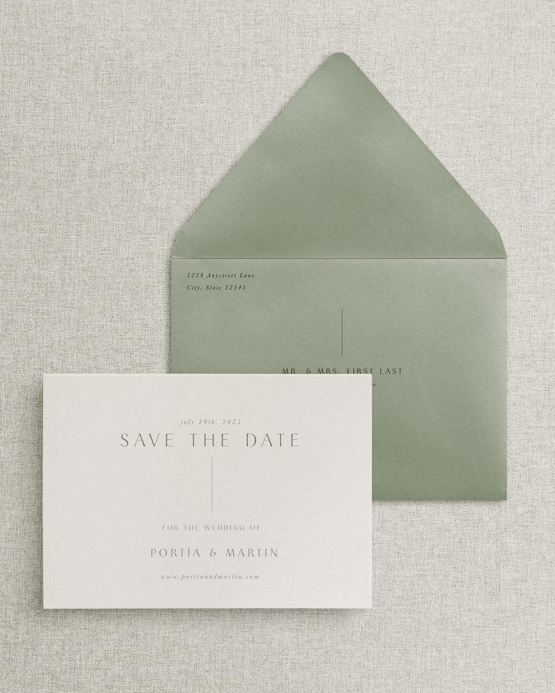 The Portia Save the Date Card &amp; Envelope