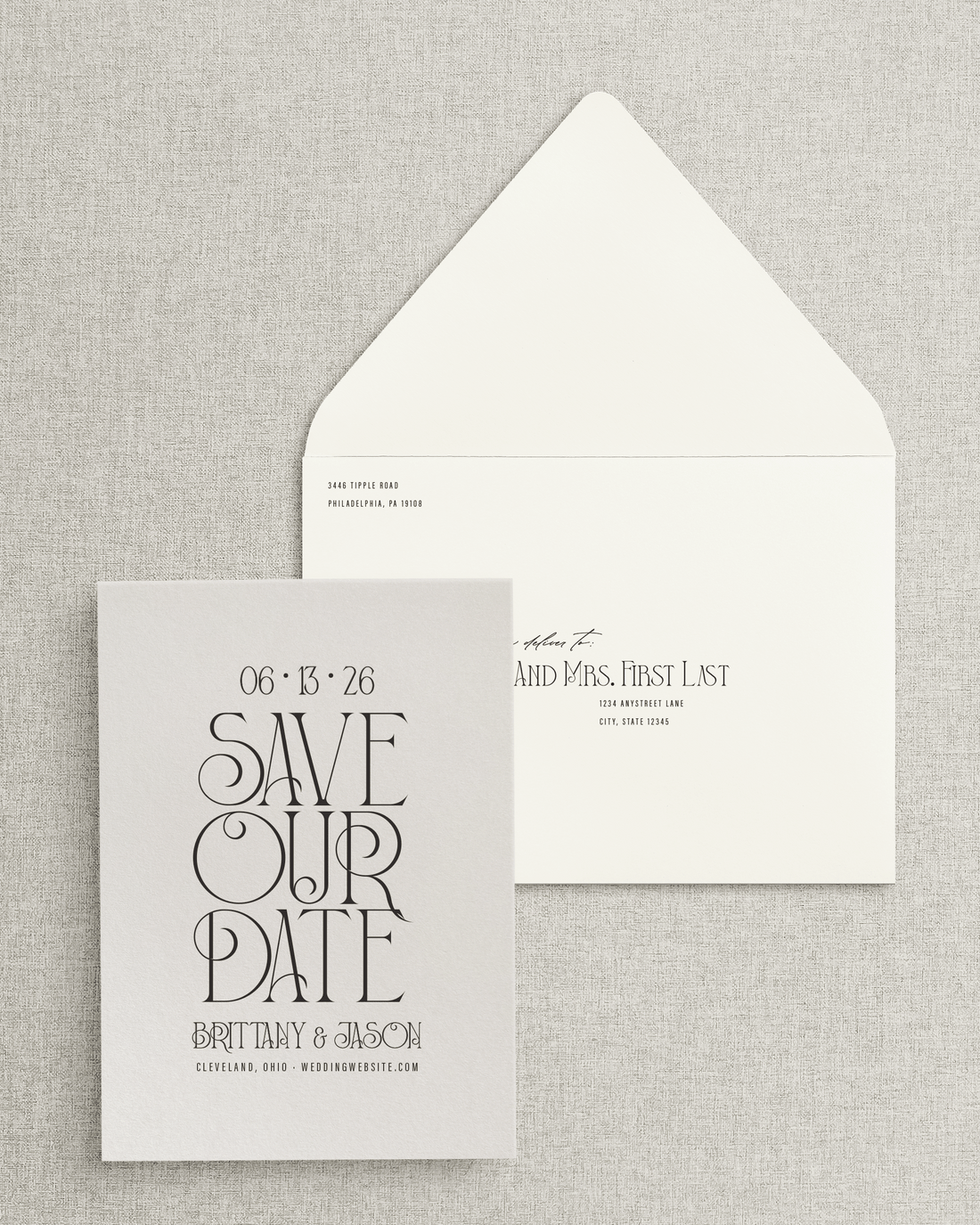 The Brittany Save the Date Card & Envelope