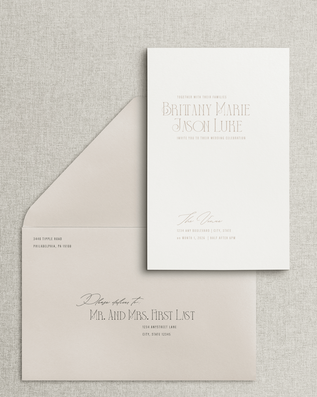 The Brittany Invitation & Envelope