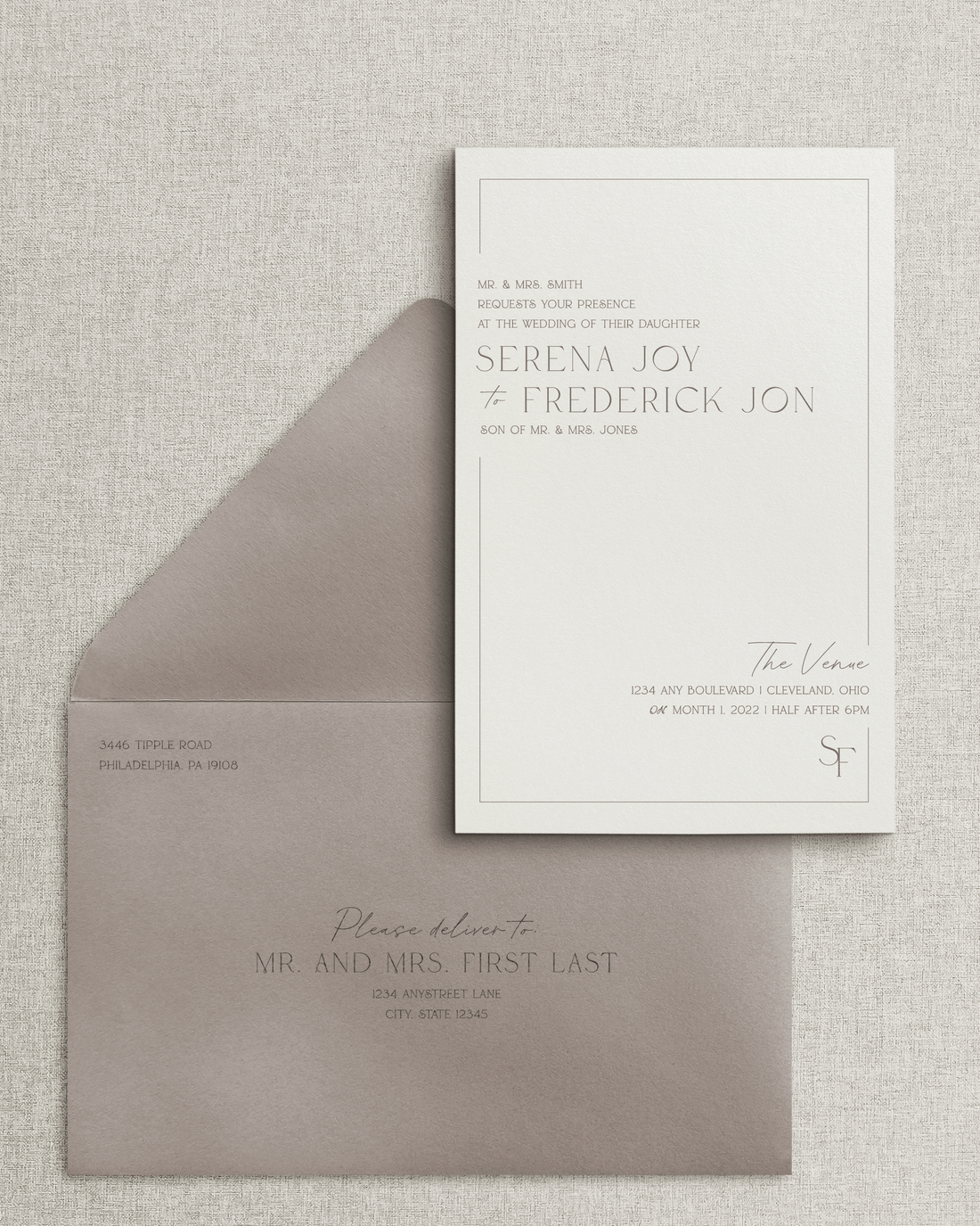 The Serena Invitation & Envelope