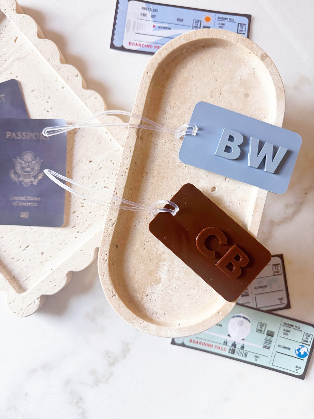 Acrylic Initial Monochrome Bag or Luggage Tag