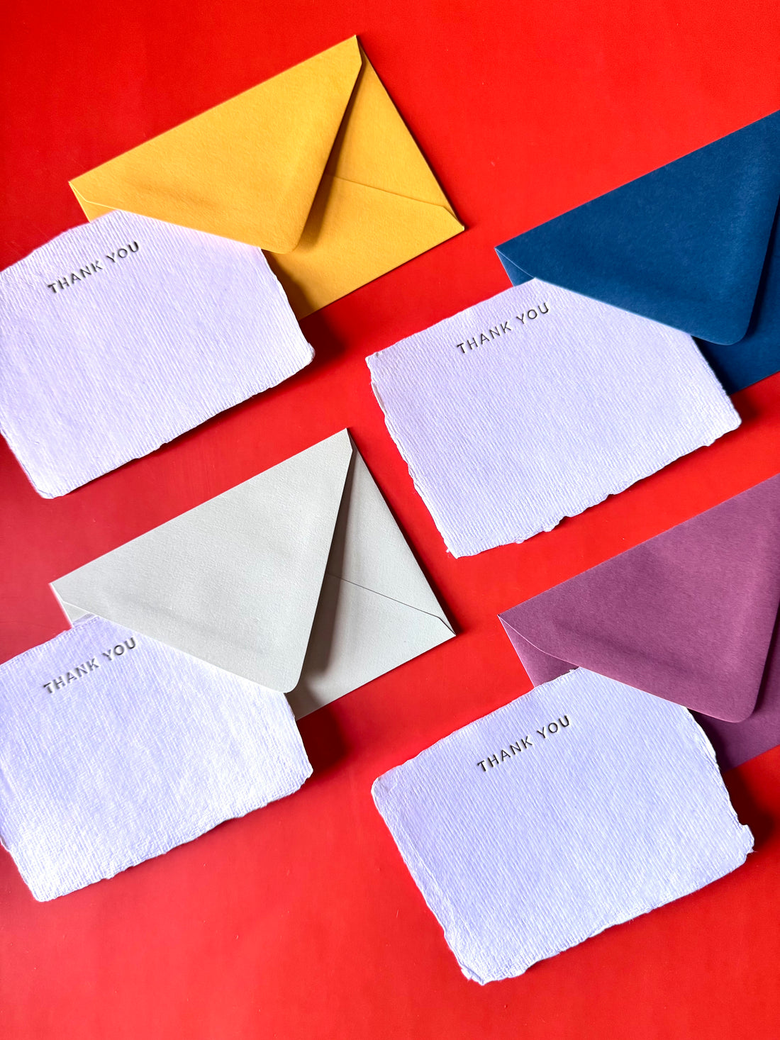 Handmamde Paper Foil Thank You Note Cards