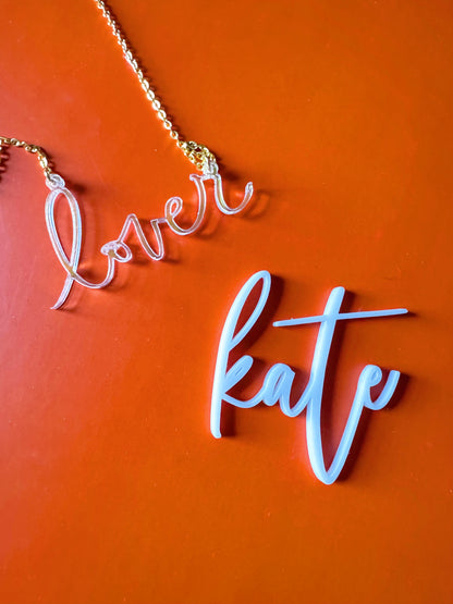 Acrylic Script Necklace